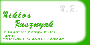 miklos rusznyak business card
